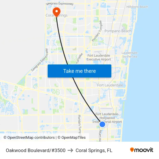 Oakwood Boulevard/#3500 to Coral Springs, FL map