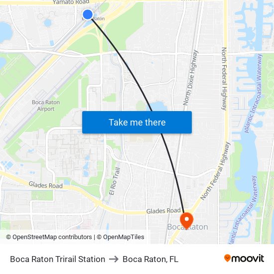 Boca Raton Trirail Station to Boca Raton, FL map