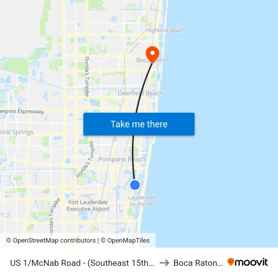US 1/McNab Road - (Southeast 15th Street) to Boca Raton, FL map