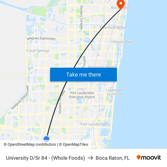 University D/Sr 84 - (Whole Foods) to Boca Raton, FL map