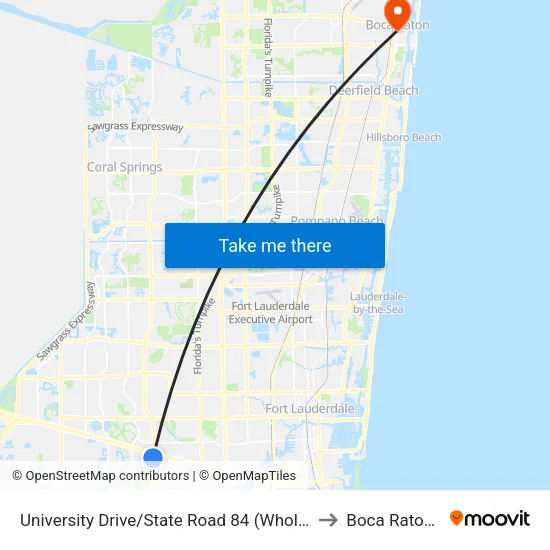 University Drive/State Road 84 (Whole Foods) to Boca Raton, FL map