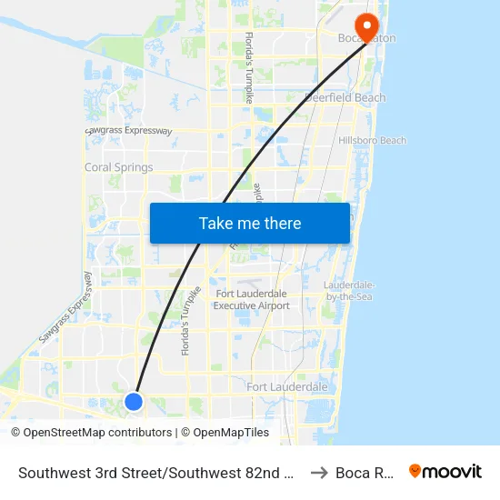 Southwest 3rd Street/Southwest 82nd Avenue (Fire Department) to Boca Raton, FL map