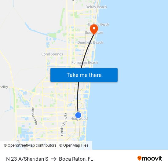 N 23 A/Sheridan S to Boca Raton, FL map