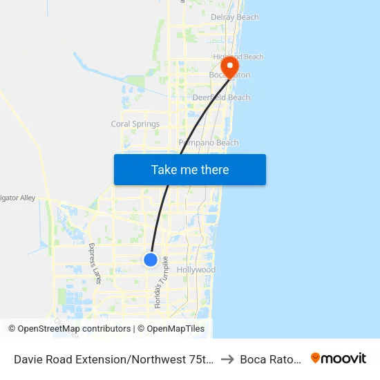 Davie Road Extension/Northwest 75th Terrace to Boca Raton, FL map