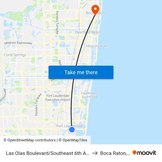 Las Olas Boulevard/Southeast 6th Avenue to Boca Raton, FL map