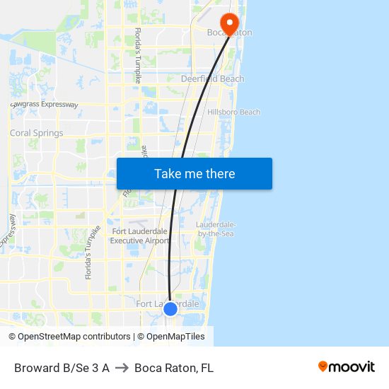 Broward B/Se 3 A to Boca Raton, FL map
