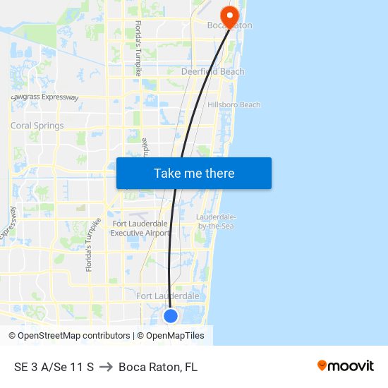 SE 3 A/Se 11 S to Boca Raton, FL map