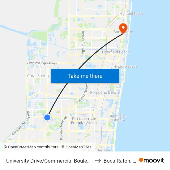University Drive/Commercial Boulevard to Boca Raton, FL map
