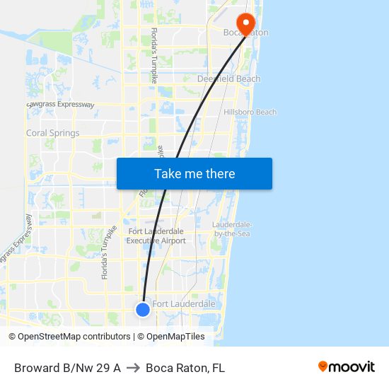 Broward B/Nw 29 A to Boca Raton, FL map