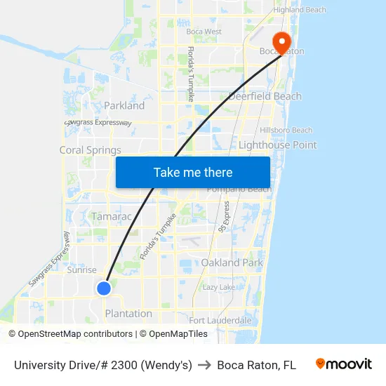 University Drive/# 2300 (Wendy's) to Boca Raton, FL map