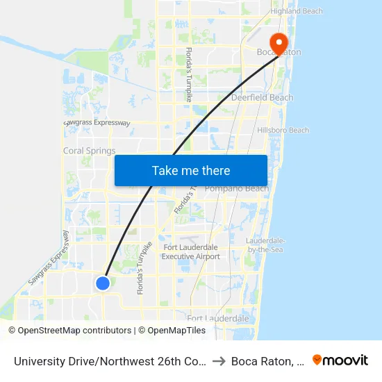 University Drive/Northwest 26th Court to Boca Raton, FL map