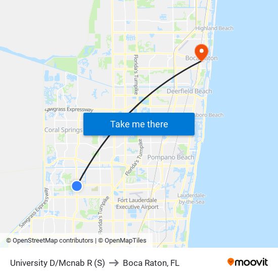 University D/Mcnab R (S) to Boca Raton, FL map