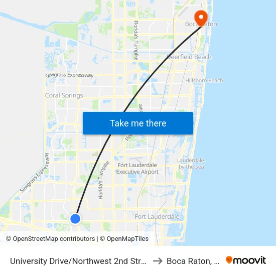 University Drive/Northwest 2nd Street to Boca Raton, FL map