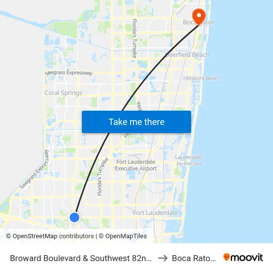 Broward Boulevard & Southwest 82nd Avenue to Boca Raton, FL map