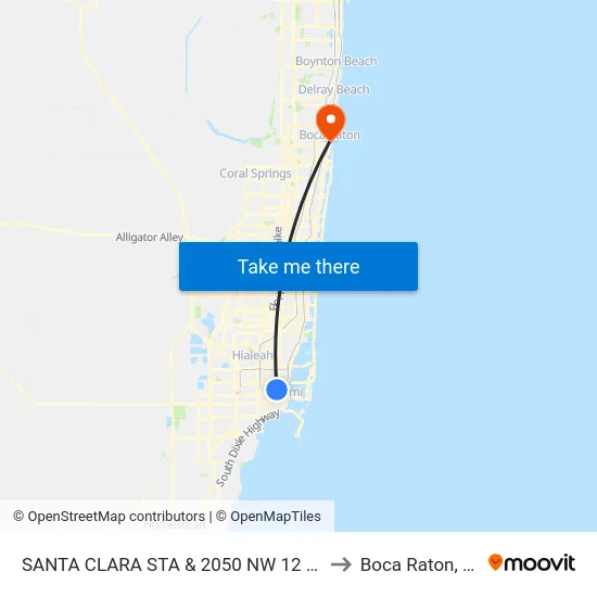 Santa Clara Sta & 2050 Nw 12 Av to Boca Raton, FL map