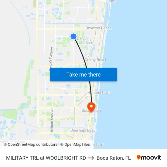 MILITARY TRL at  WOOLBRIGHT  RD to Boca Raton, FL map