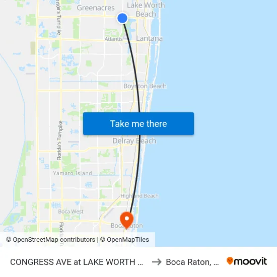 CONGRESS AVE at  LAKE WORTH RD to Boca Raton, FL map