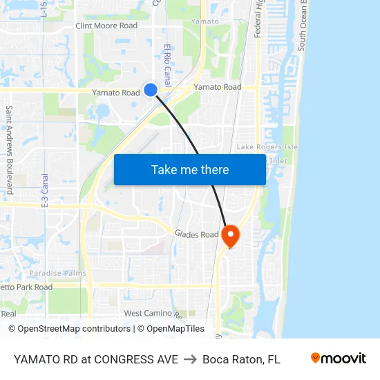 YAMATO RD at CONGRESS AVE to Boca Raton, FL map