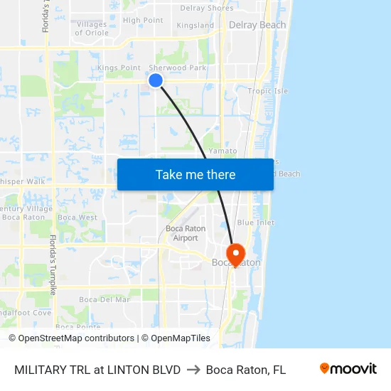 MILITARY TRL at  LINTON BLVD to Boca Raton, FL map