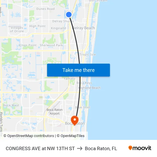 CONGRESS AVE at  NW 13TH ST to Boca Raton, FL map
