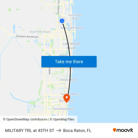 MILITARY TRL at 45TH ST to Boca Raton, FL map