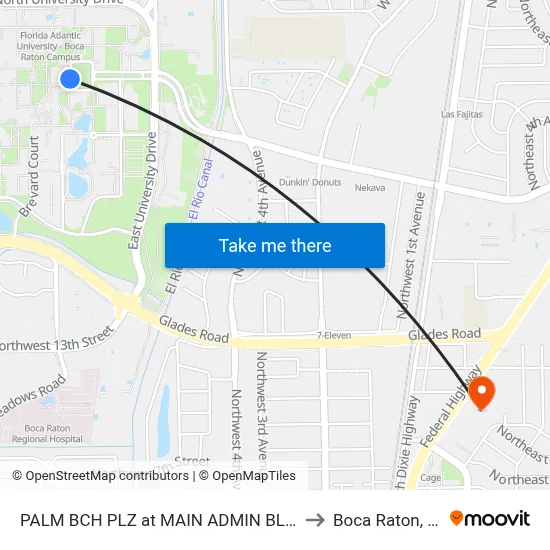 PALM BCH PLZ at  MAIN ADMIN BLDG to Boca Raton, FL map