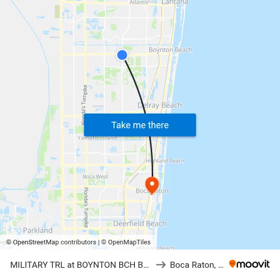 MILITARY TRL at  BOYNTON BCH BLVD to Boca Raton, FL map