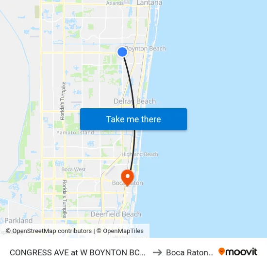 CONGRESS AVE at  W BOYNTON BCH BLVD to Boca Raton, FL map
