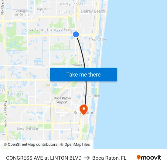 CONGRESS AVE at  LINTON BLVD to Boca Raton, FL map