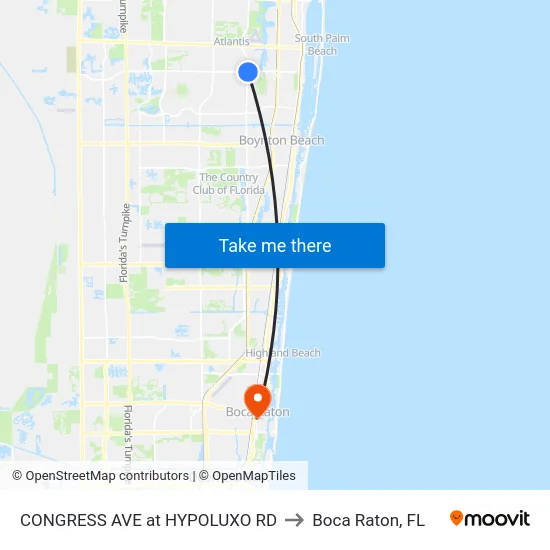 CONGRESS AVE at  HYPOLUXO RD to Boca Raton, FL map