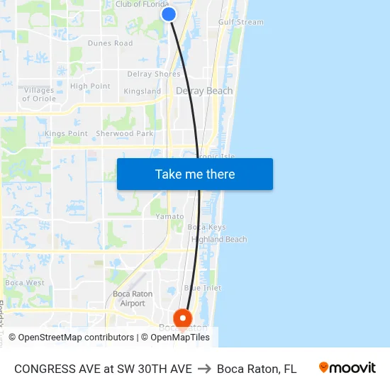 CONGRESS AVE at  SW 30TH AVE to Boca Raton, FL map