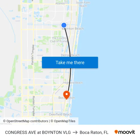CONGRESS AVE at BOYNTON VLG to Boca Raton, FL map
