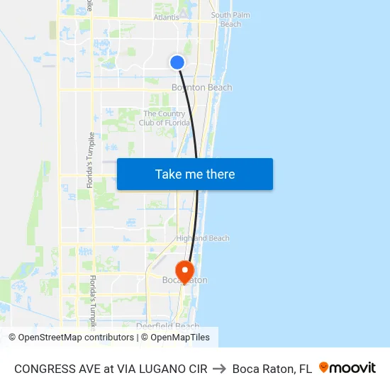 CONGRESS AVE at VIA LUGANO CIR to Boca Raton, FL map