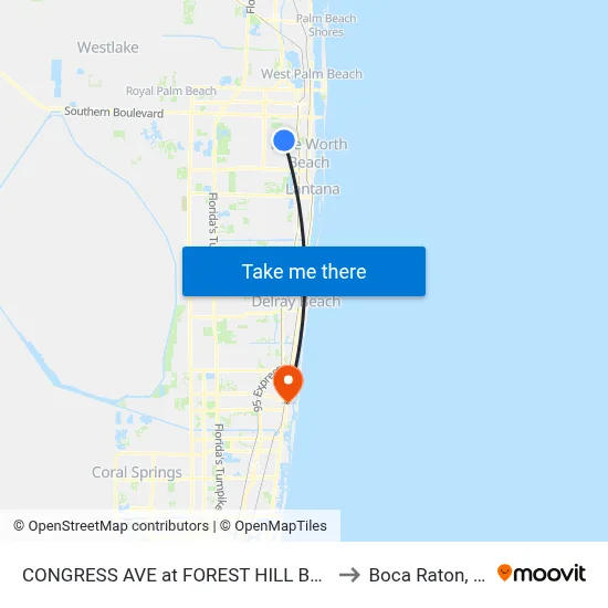 CONGRESS AVE at FOREST HILL BLVD to Boca Raton, FL map