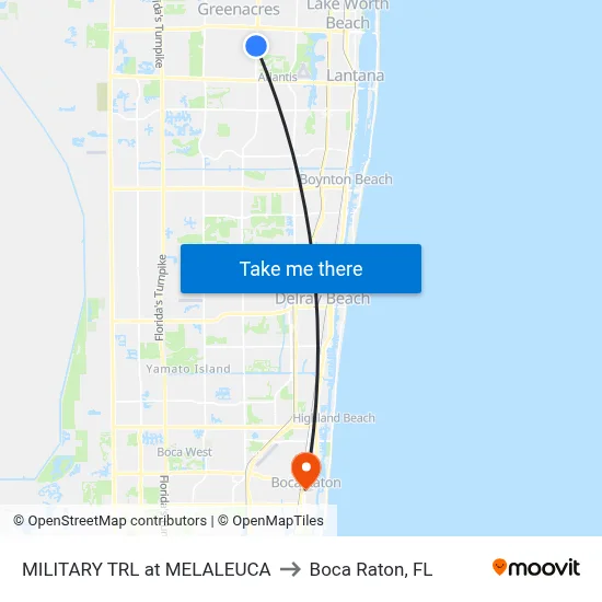 MILITARY TRL at  MELALEUCA to Boca Raton, FL map