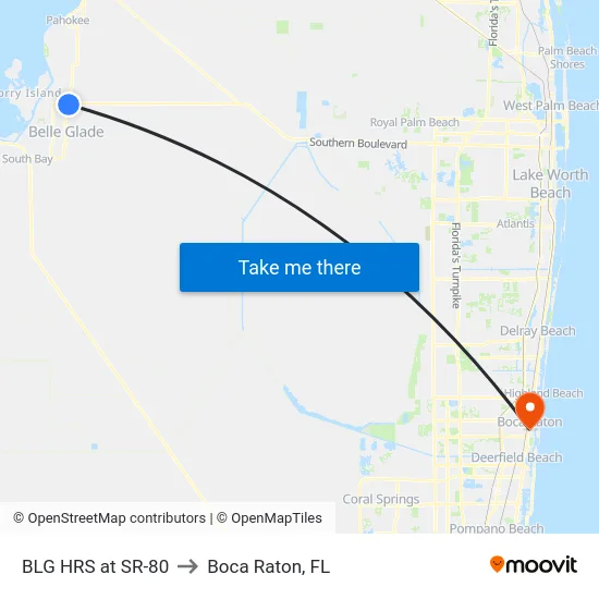 BLG HRS at SR-80 to Boca Raton, FL map