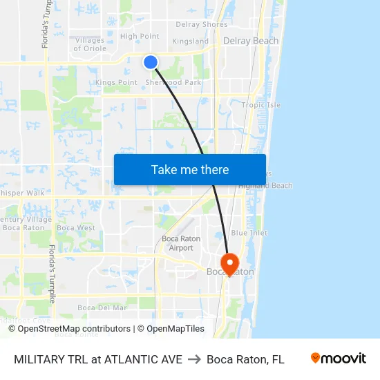 MILITARY TRL at  ATLANTIC AVE to Boca Raton, FL map