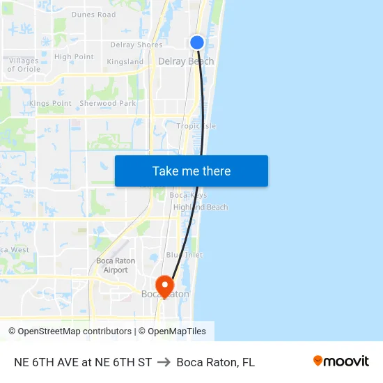 NE 6TH AVE at NE 6TH ST to Boca Raton, FL map
