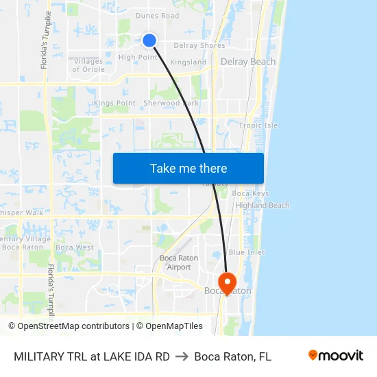 MILITARY TRL at  LAKE IDA RD to Boca Raton, FL map