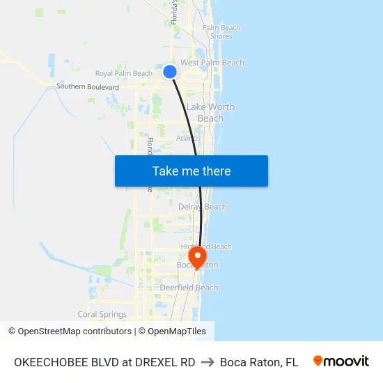 OKEECHOBEE BLVD at DREXEL RD to Boca Raton, FL map