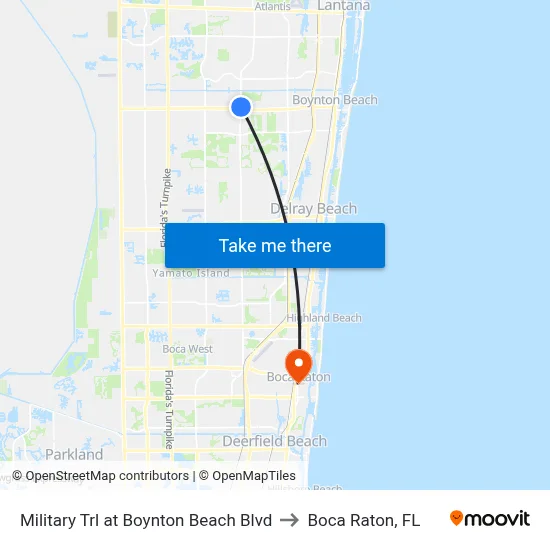Military Trl at Boynton Beach Blvd to Boca Raton, FL map