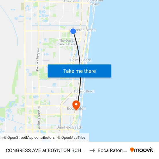 CONGRESS AVE at  BOYNTON BCH BLVD to Boca Raton, FL map