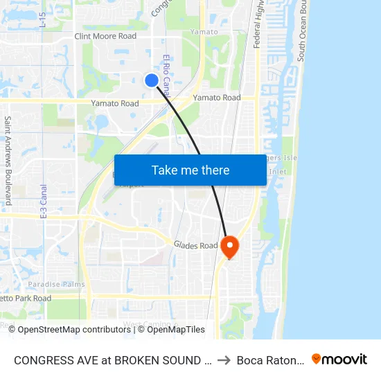 CONGRESS AVE at BROKEN SOUND PKWY to Boca Raton, FL map