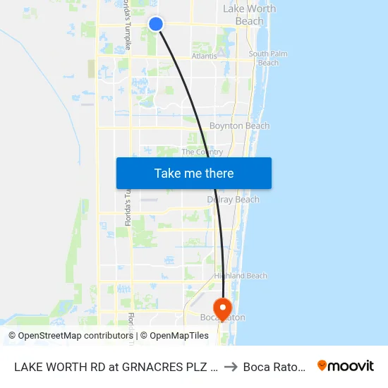 LAKE WORTH RD at GRNACRES PLZ SVC RD to Boca Raton, FL map