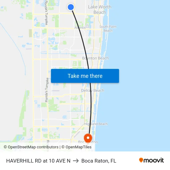 HAVERHILL RD at 10 AVE N to Boca Raton, FL map