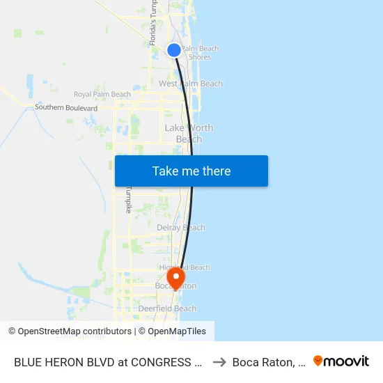 BLUE HERON  BLVD at CONGRESS AVE to Boca Raton, FL map