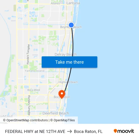 FEDERAL HWY at NE 12TH AVE to Boca Raton, FL map