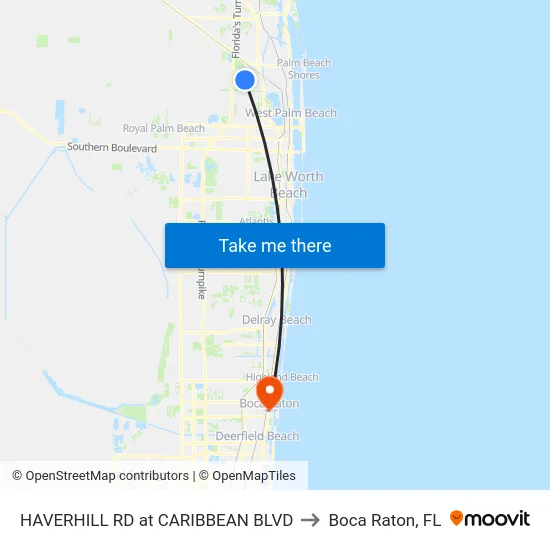 HAVERHILL RD at CARIBBEAN BLVD to Boca Raton, FL map