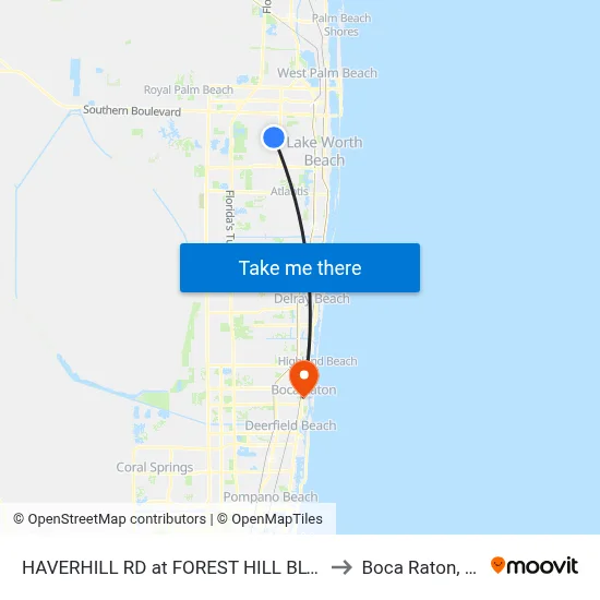 HAVERHILL RD at FOREST HILL BLVD to Boca Raton, FL map