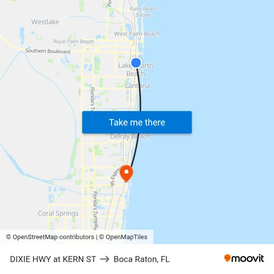 DIXIE HWY at KERN ST to Boca Raton, FL map